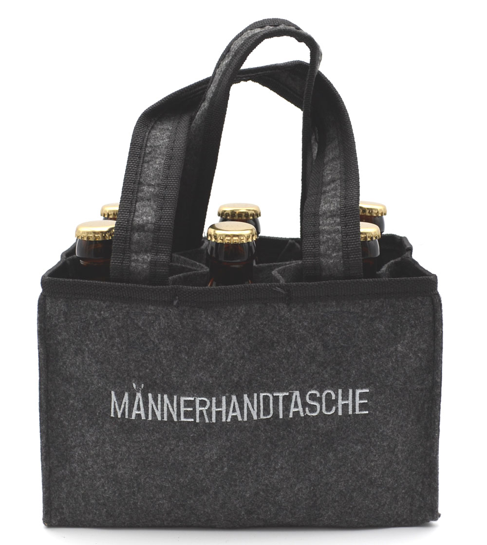 Männerhandtasche mit 6 Weihnachts-Bierflaschen á 0,33 l