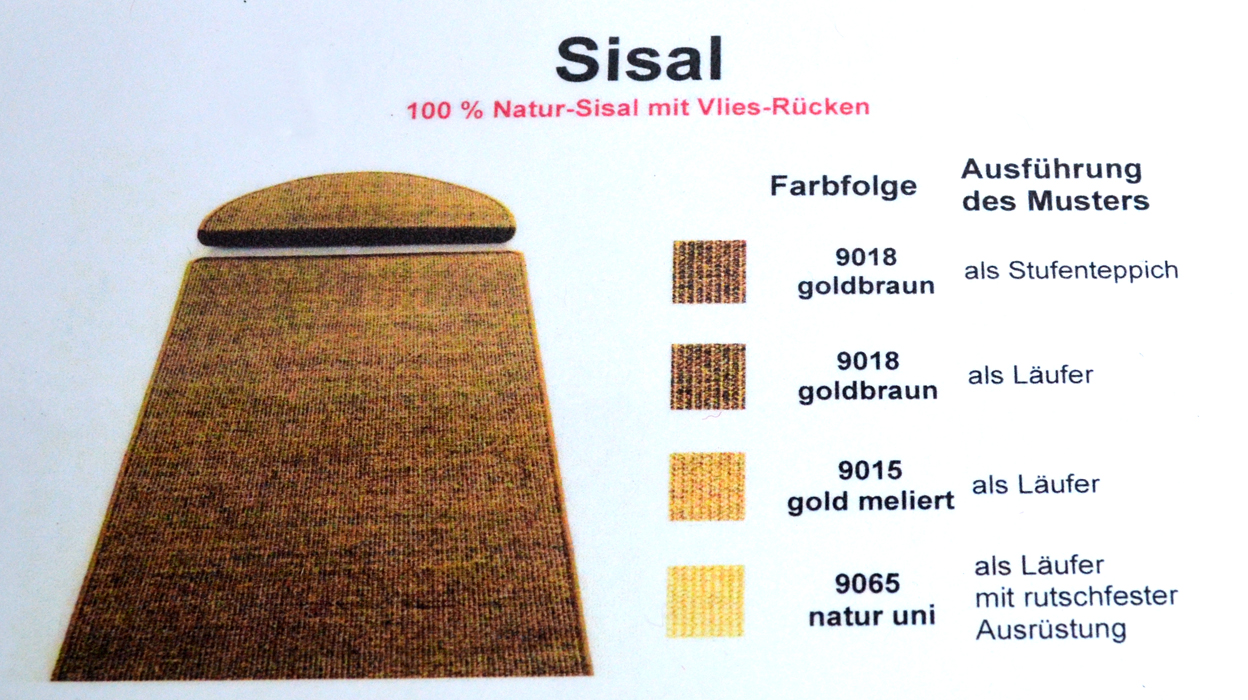 Läufer ringsum gekettelt Sisal gold meliert Breite 80 cm Meterware