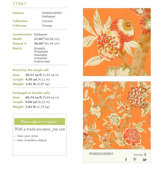 Tapete Thibaut Pondicherry T-7947 68,58cm x 8,2 lfdm. (B/L)