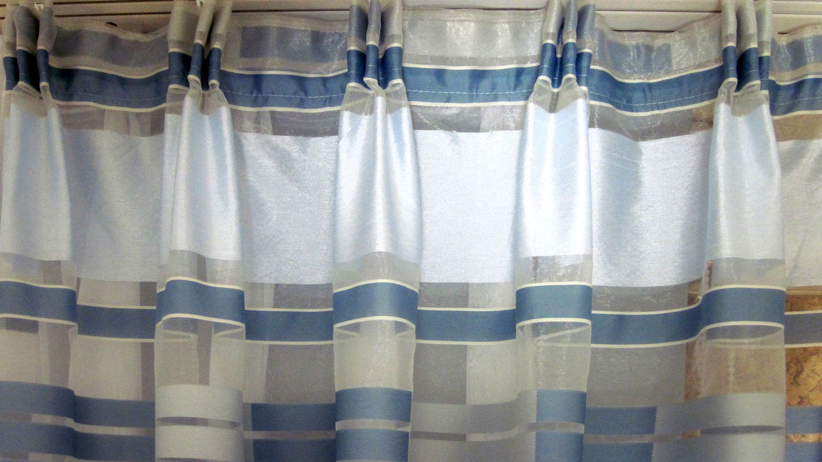 Dekoschal Seitenschal BxH ca. 55x1,92 taubenblau-creme-transparent