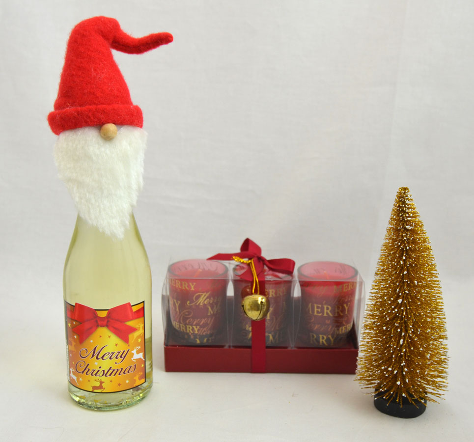 Geschenk-Set Beeren-Perlwein, Kerzenset und Mini-Tanne