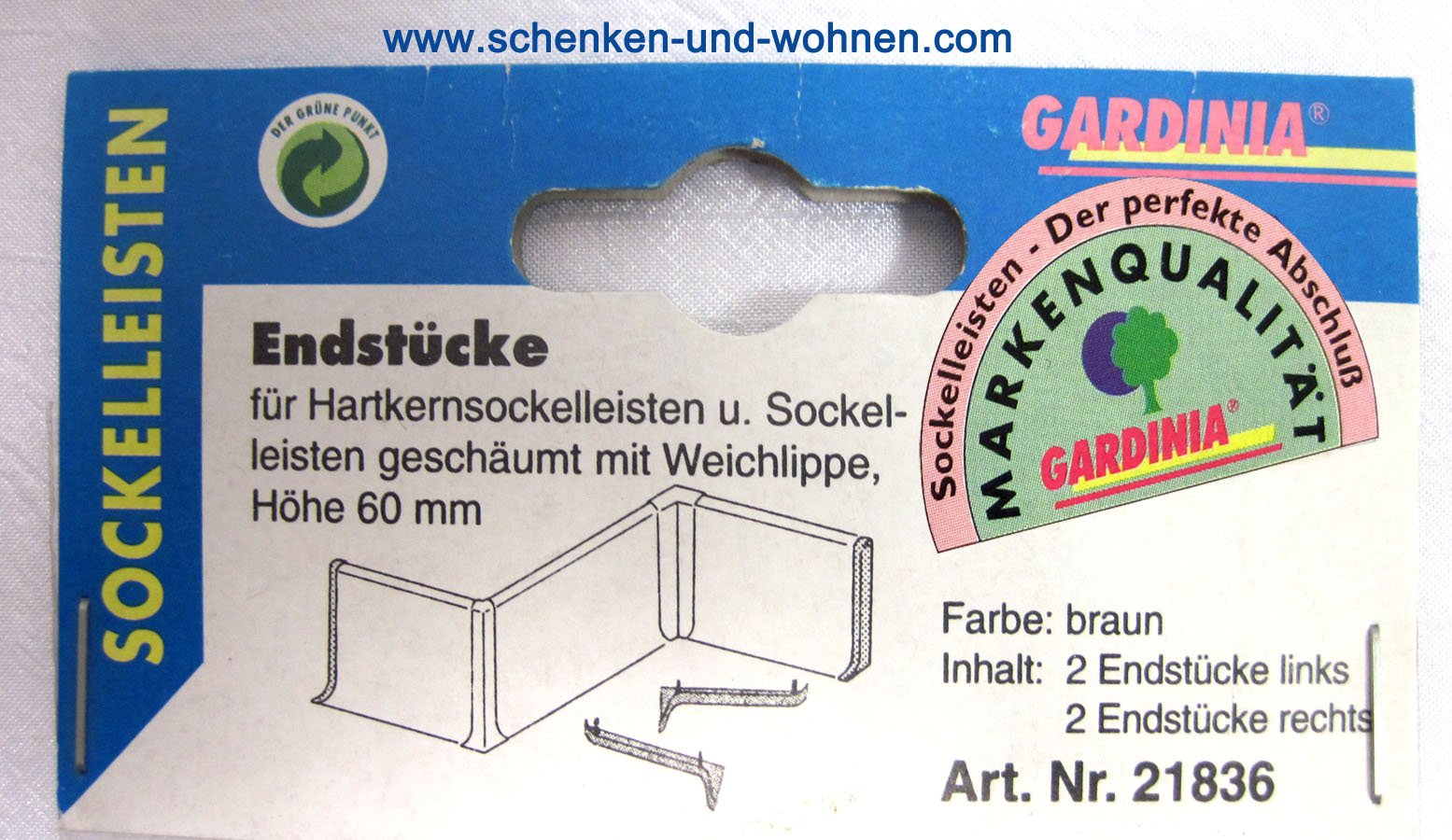 Endstücke für Hartkernsockelleisten 60 mm braun Gardinia