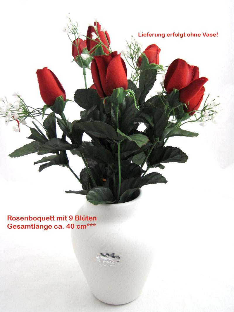 Künstliches Rosenboquette mit 9 Blüten, Gesamtlänge ca. 40 cm