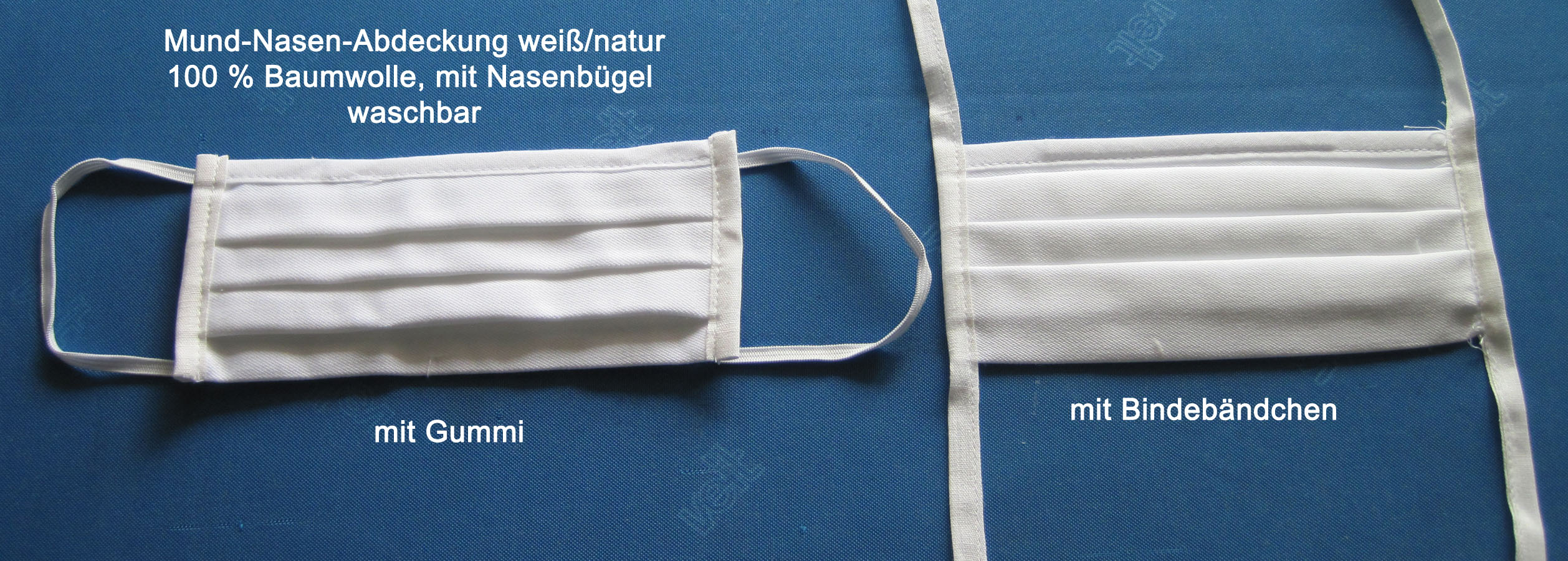 Waschbare Mund-Nasen-Abdeckung aus 100 % Bw ca. 17x10 cm nachtblau mit Gummi