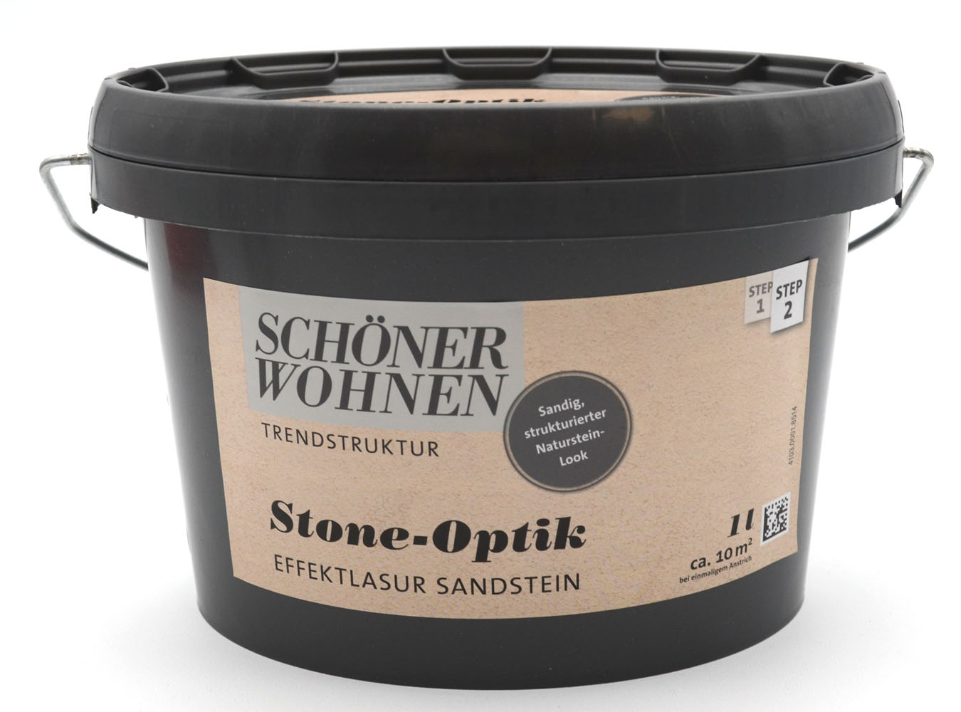 Stone-Optik Effektlasur Sandstein 1 l mit Effektzusatz und Roller