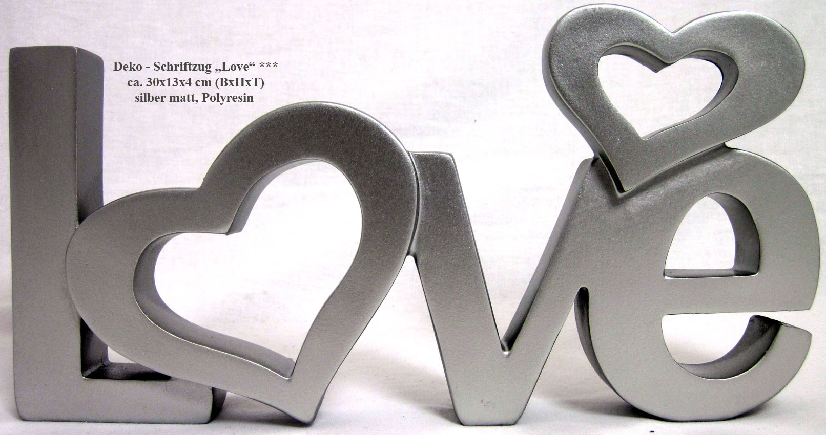 Schriftzug "Love" silber 30x13x4 cm (BxHxT) Polyresin