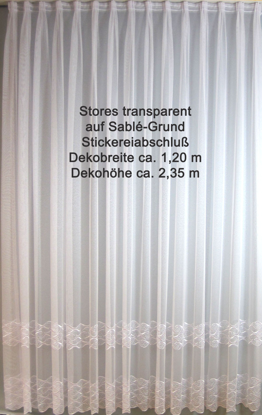 Stickereistores mit Mittelkante weiß BxH 1,20 m x 2,35 m