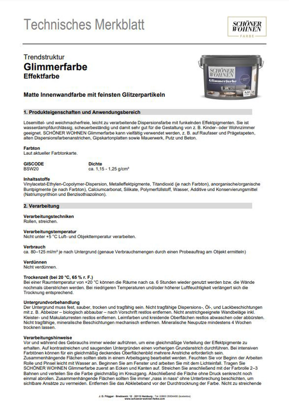 Glimmerfarbe Schöner Wohnen 2,5 l Christal White