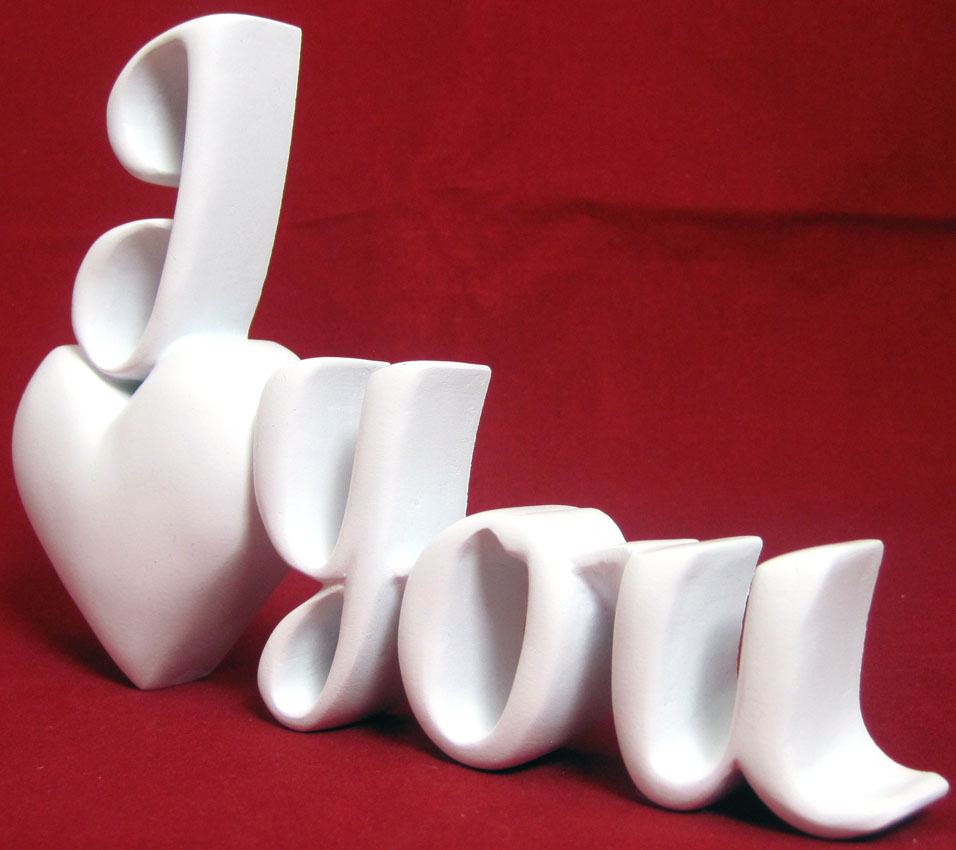 Deko-Schriftzug "I love you" mit Herz weiß matt 20x13x3 cm (BxHxT) Polyresin