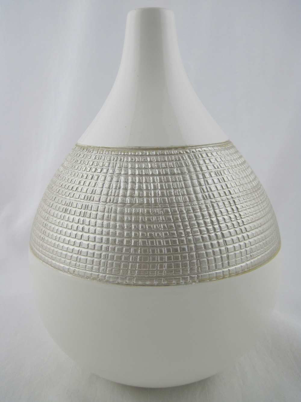 Keramik Vase weiß/champagner ca. 31 cm