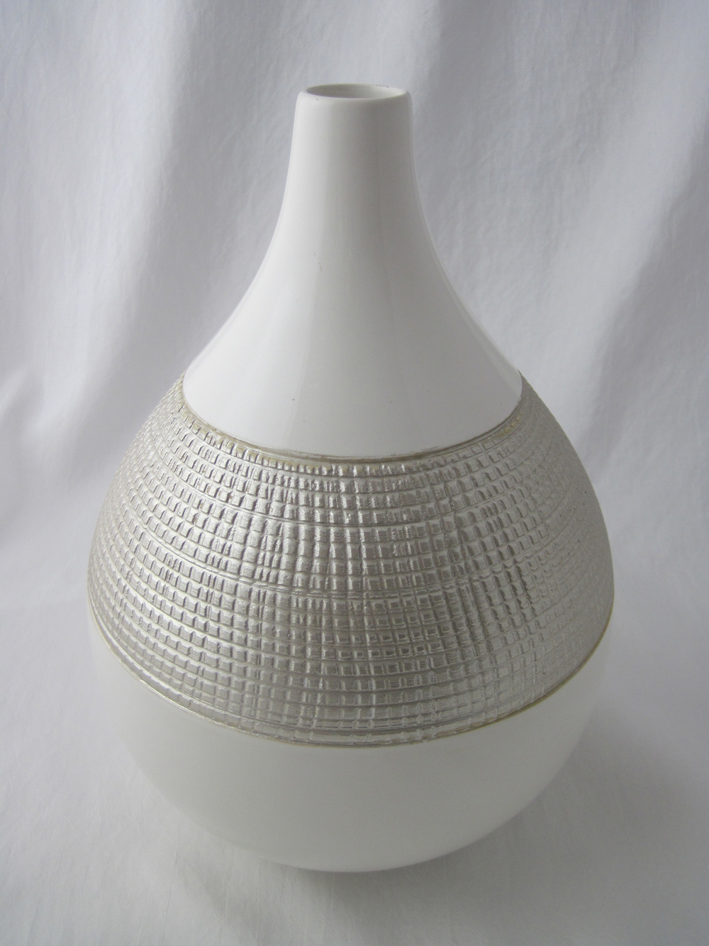 Keramik Vase weiß/champagner ca. 31 cm