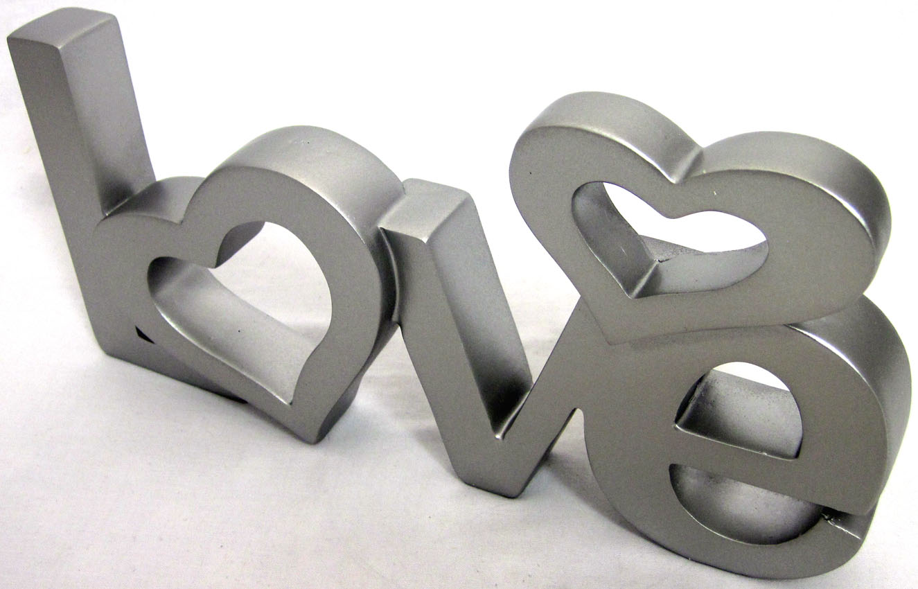 Schriftzug "Love" silber 30x13x4 cm (BxHxT) Polyresin